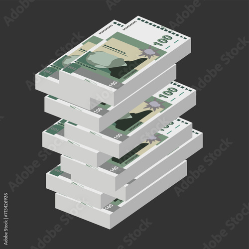 Bulgarian Lev Vector Illustration. Bulgaria money set bundle banknotes. Paper money 100 BGN. Flat style. Isolated on white background. Simple minimal design.