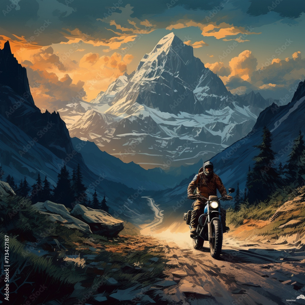 Biker in the mountains