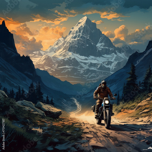Biker in the mountains