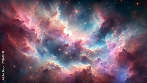 Starry night cosmos Colorful nebula cloud in space galaxy Video
