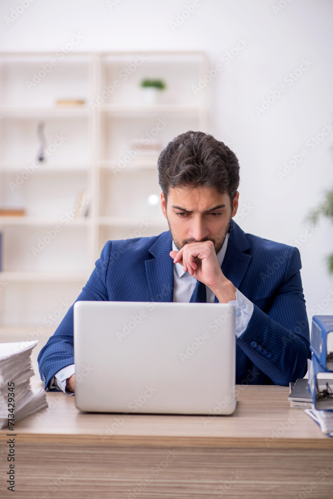 Young male employee working in the office Young male employee working in the office