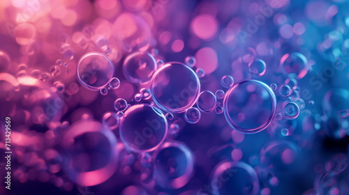 close up of colorful and dark blue bubbles are arranged in a rainbow pattern, drink photo