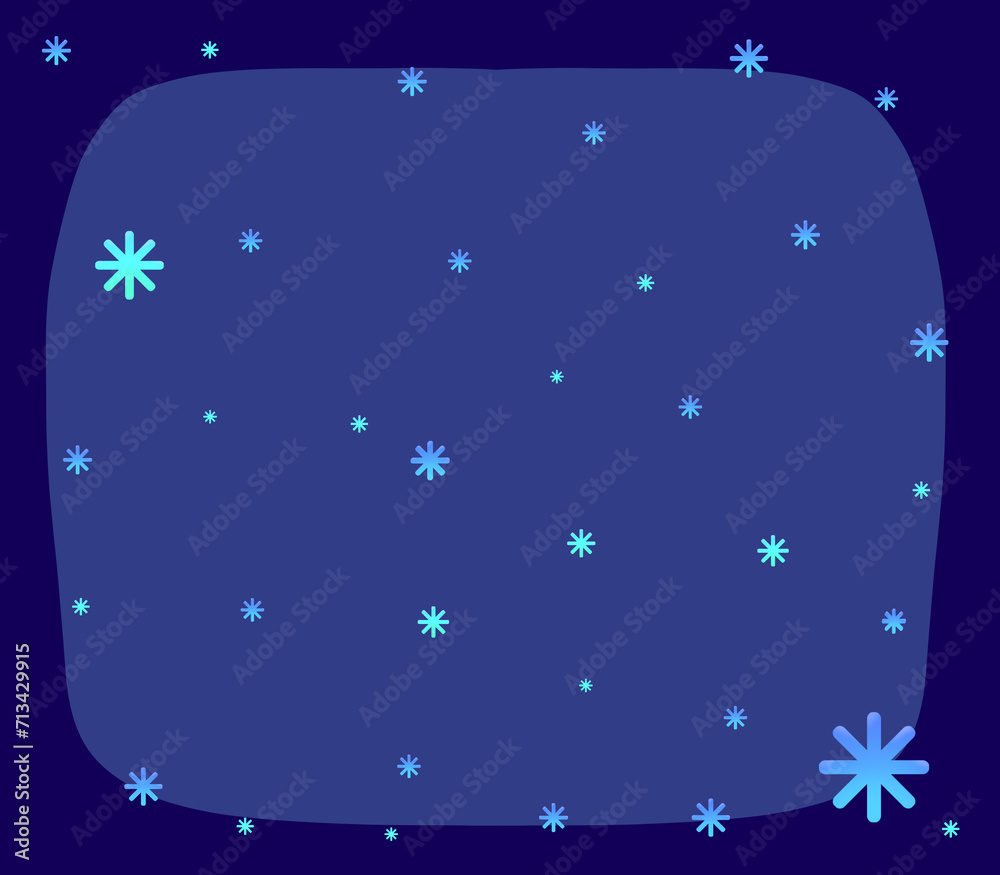 Navy blue blackground with snowflake, star, spot.