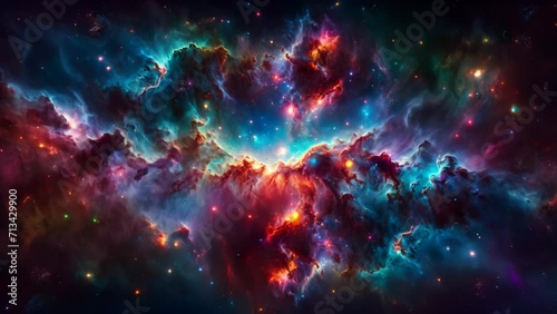 Starry night cosmos Colorful nebula cloud in space galaxy Video
 photo
