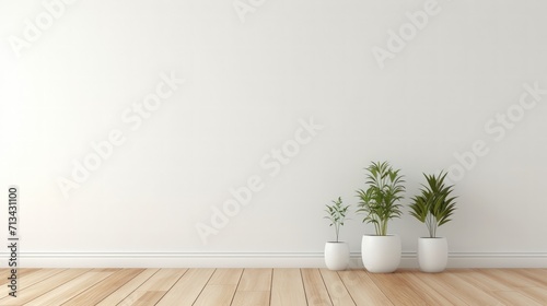 Simple white vase with brief floral decoration, on a white background. Copy space. Generative AI.