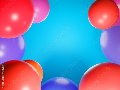 multicolor balloon abstract background, empty space for presentation and product show,decoration and presentation 3d rendering