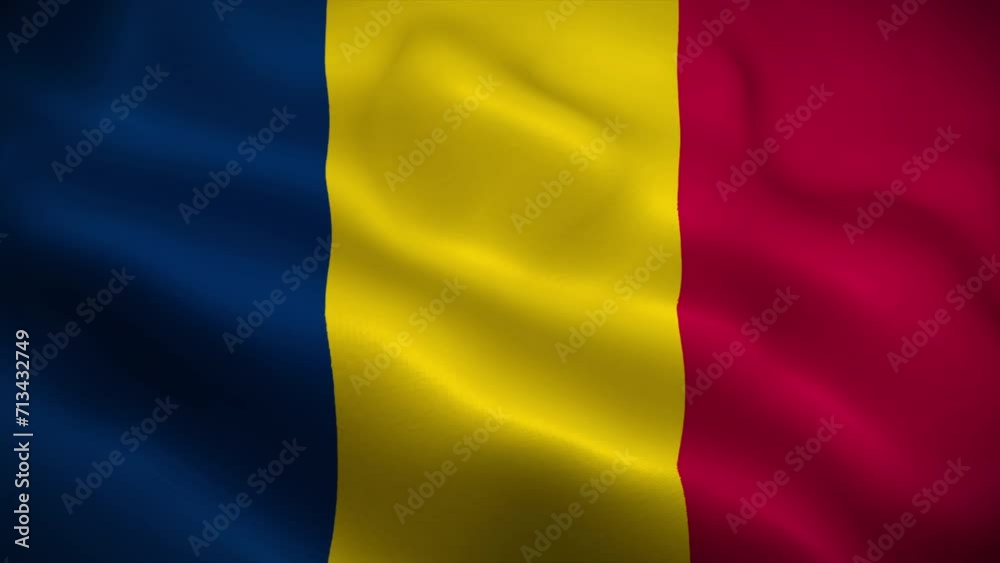Chad flag waving animation, perfect loop, official colors, 4K video Chad flag waving animation, perfect loop, official colors, 4K video