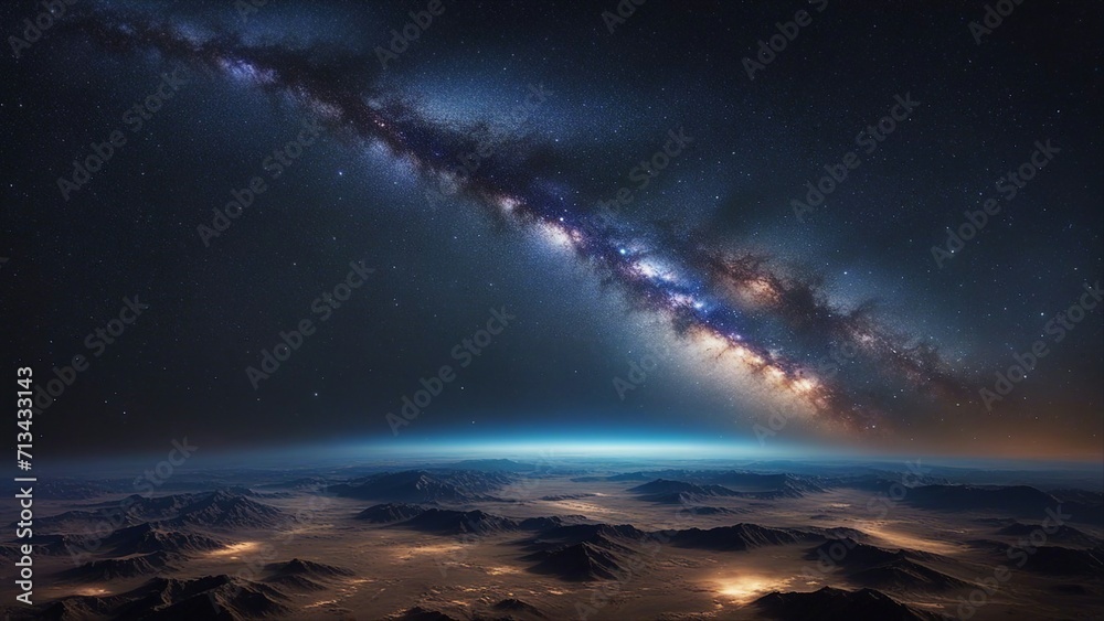 sky with stars  Landscape with Milky way galaxy. Earth view from space with Milky way galaxy.  