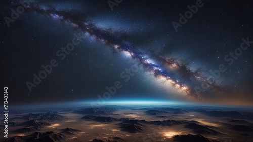 sky with stars Landscape with Milky way galaxy. Earth view from space with Milky way galaxy. 