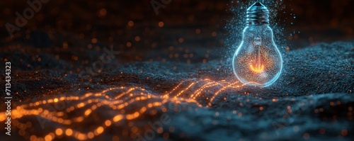 Light blub bright on technology futuristic concept background, abstract idea for creativity vision created by ai