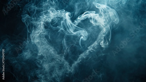 Close-up shot of smoke forming a heart shape