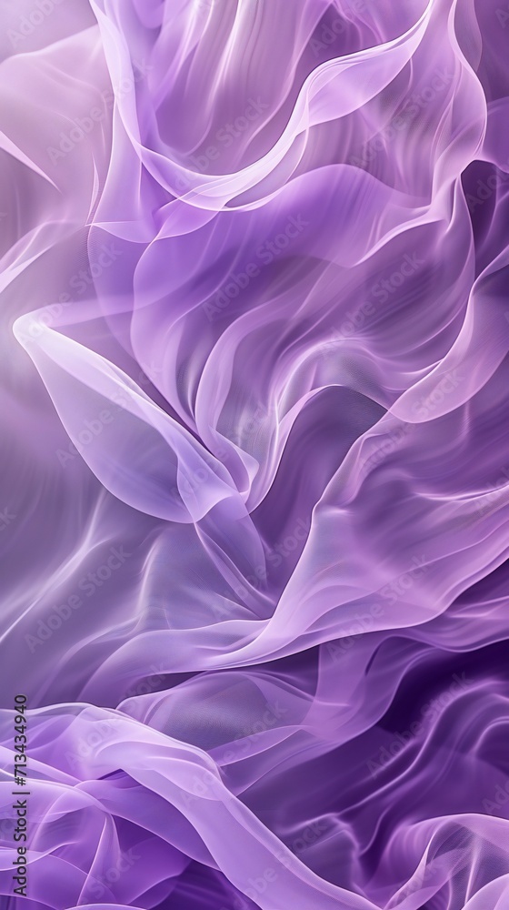 Fototapeta premium Subtle lavender and misty green blend on pine needles, a calming swirl against a serene portrait backdrop.