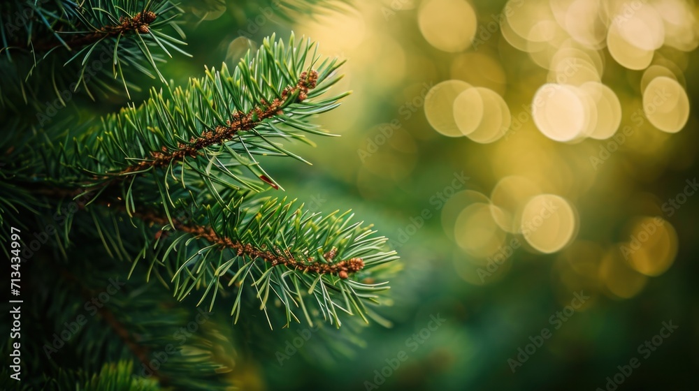 a close up of a pine tree with blurry background    