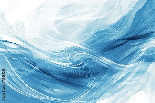 Soft Motion of Blue Waves in Abstract Fractal Design Illustration with Light and Water Elements