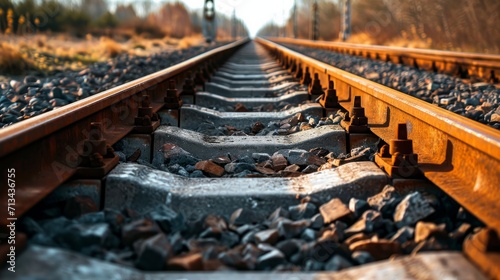 close up of railway track 