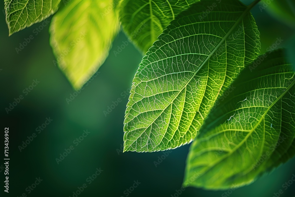 Fresh Green Leaves Close-Up in Nature's Lush Foliage, Summer Garden