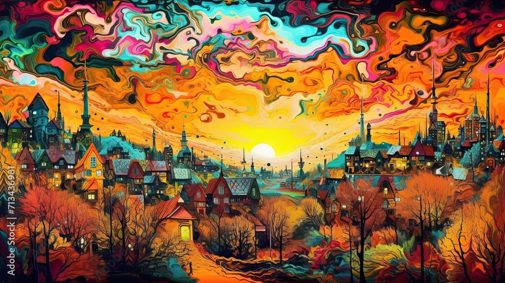 City in Synesthesia: A Psychedelic Panorama