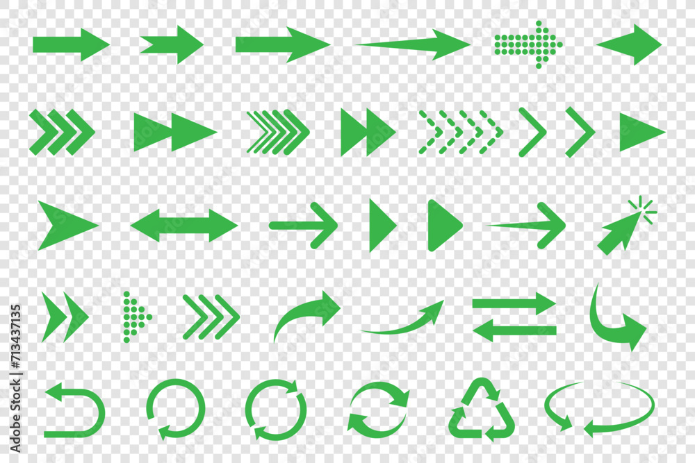 Set of vector icons arrows isolated Set of vector icons arrows isolated