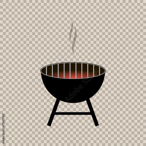 BBQ grill icons. Barbecue with smoke