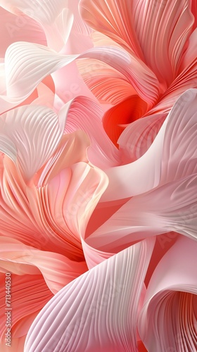 a blend of pale coral and soft white cicular form of pine leaves with a touch of freshness.