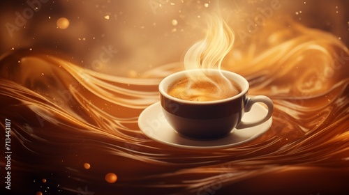 An abstract image of swirling coffee in a cup, creating a warm and comforting texture ideal for cozy and inviting background designs.