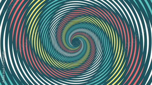 Abstract spiral dotted vortex style spinning background.