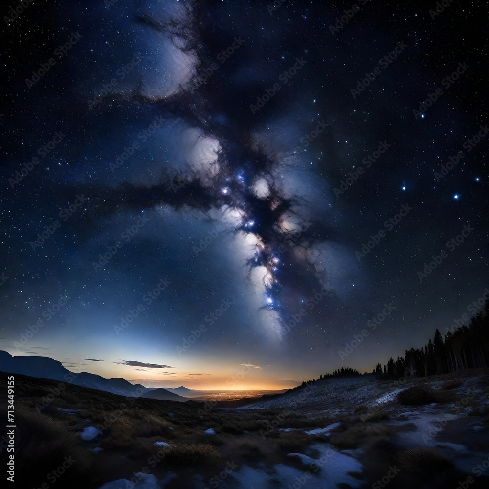 Stars creating a celestial masterpiece through a partly cloudy night. - Upscaling by @Badar