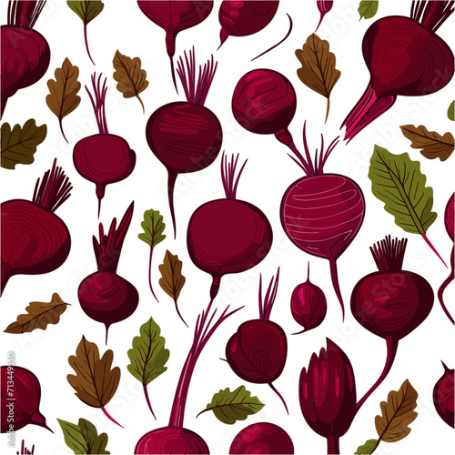 Set of handdrawn beetroot part of an Autumn collection featuring flat style elements isolated on
