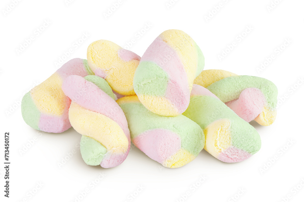 Colorful mini marshmallows isolated on white background with full depth of field Colorful mini marshmallows isolated on white background with full depth of field