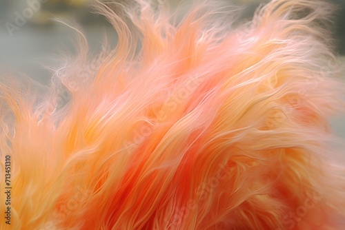  a close up of an orange and yellow feather on a mannequin's mannequin's head.