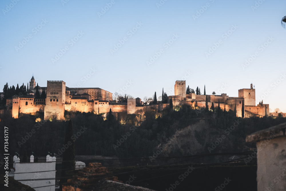 Alhambra, Granada, Andalusia, Spain, sunset
