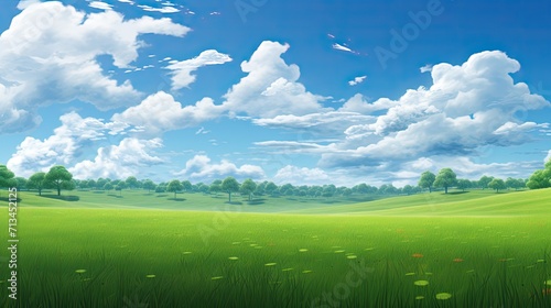 image of vast lush green field under bright clear