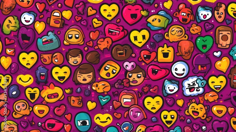 hearts and emoticions on top, in the style of text and emoji installations hearts and emoticions on top, in the style of text and emoji installations