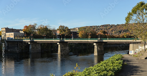 view of court street bridge in downtown binghamton, new york (town in broome county, southern tier) chenango river, court street photo