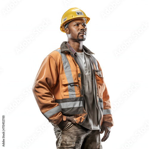 Foreman overseeing a construction site isolated on white background, hyperrealism, png 