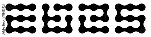 Metaball abstract dots set. Liquid connected blobs vector illustration