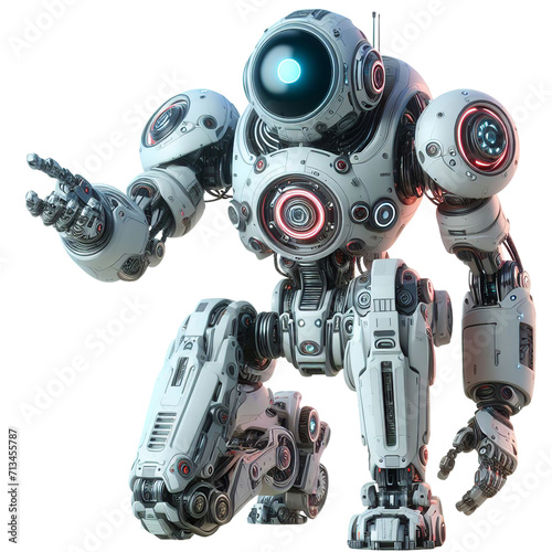 Detailed Futuristic Robot Ready for War Isolated on Transparent Background: PNG, Clipart, Printable, Illustration