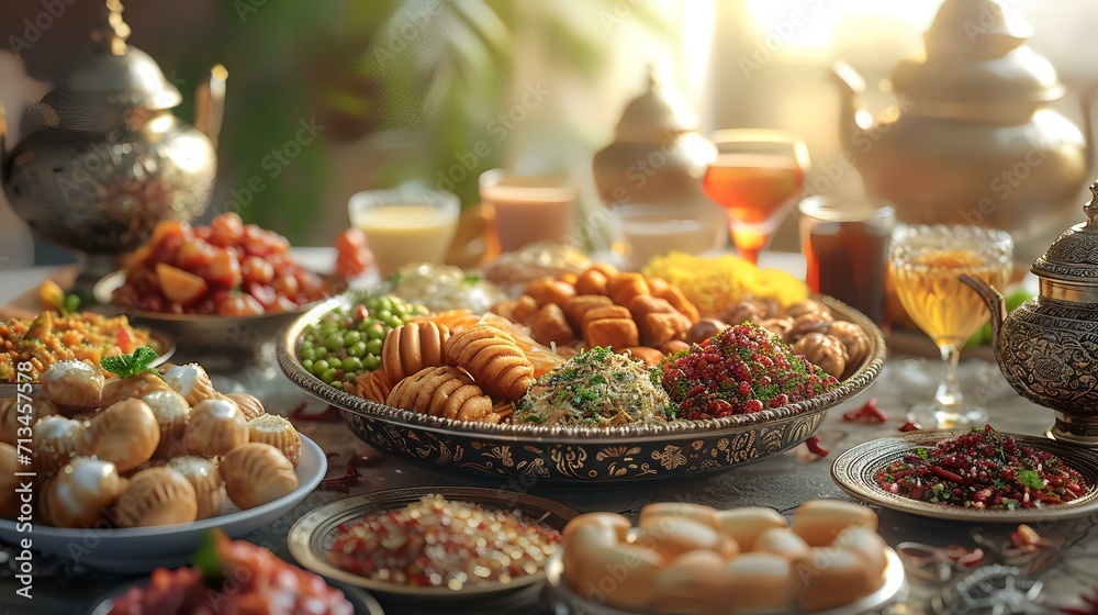 Traditional oriental sweets on the table. Selective focus. nature.