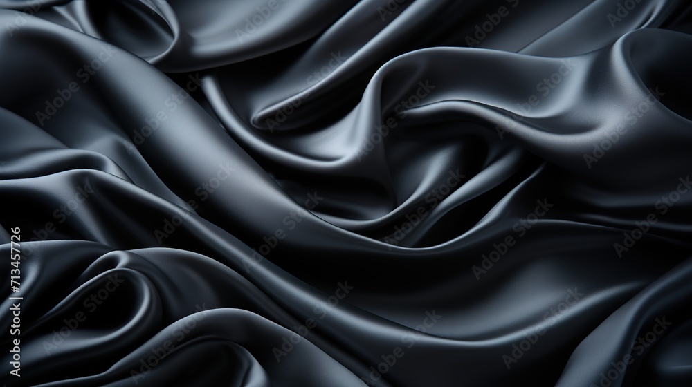 Obraz premium a black silky satin fabric weave textile texture wallpaper background. soft and smooth