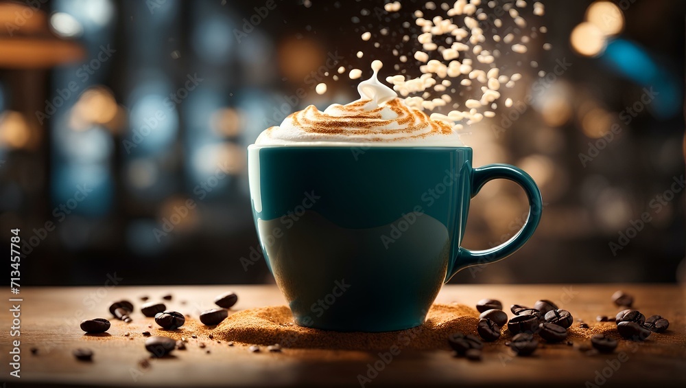 cup of cappuccino, restaurant drinks menu - obrazy, fototapety, plakaty 