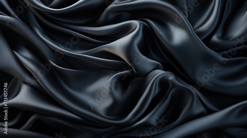 a black silky satin fabric weave textile texture wallpaper background. soft and smooth