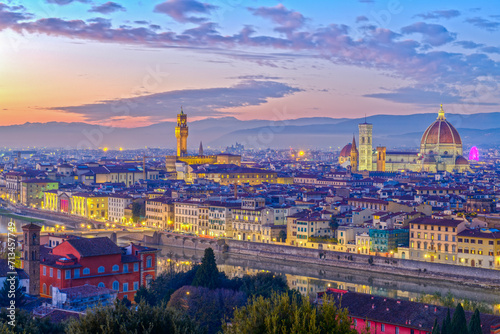 Florence, Italy Skyline at Dusk photo