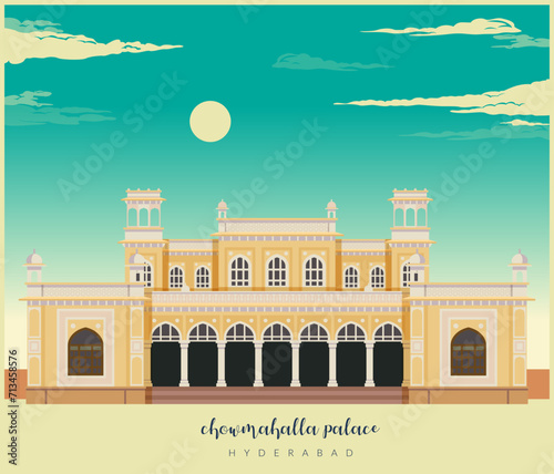 Chowmahalla Palace - Chowmahallat - Hyderabad, Telangana - Stock Illustration photo