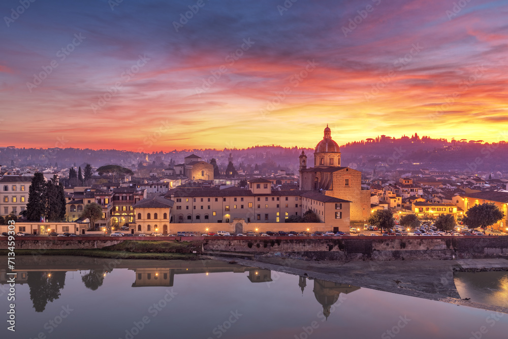 Florence, Italy with  San Frediano in Cestello on the Arno River
