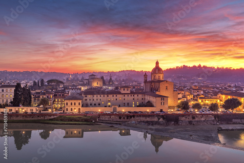 Fotobehang Florence, Italy with  San Frediano in Cestello on the Arno River