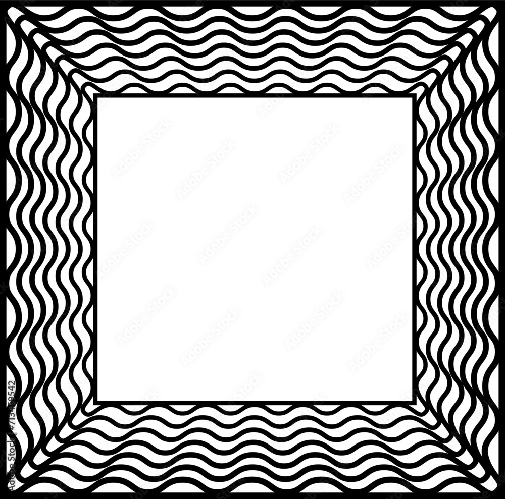 Abstract black geometric frame in the form of wavy lines on a white background Abstract black geometric frame in the form of wavy lines on a white background