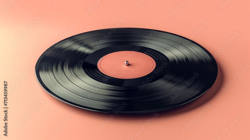 single disque vinyle posé sur une surface plane. L'éclairage de l'image donne un ton chaud et doré à la scène, ce qui renforce l'aspect nostalgique du disque vinyle.
