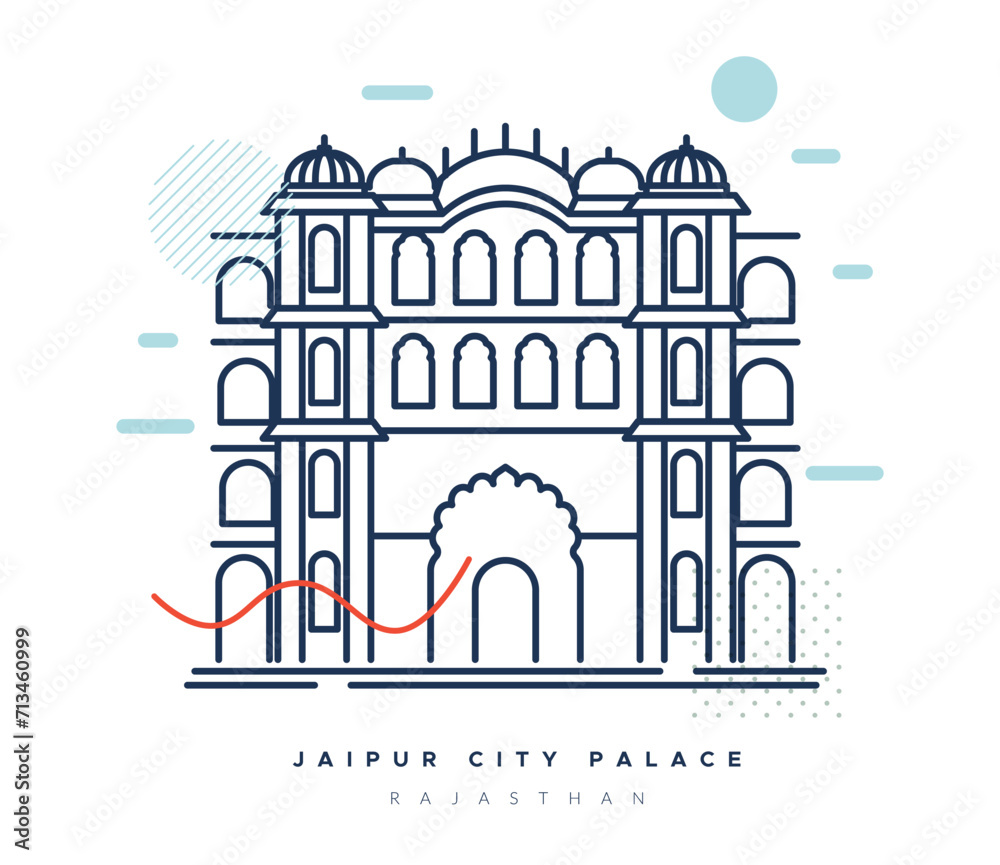Jaipur City Palace, Rajasthan - Stock Illustration
