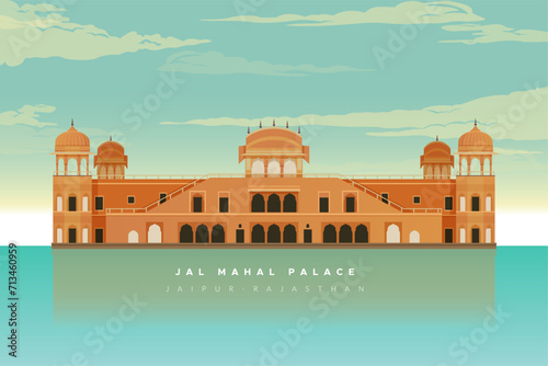 Jal Mahal Palace, Jaipur Rajasthan - Stock Illustration photo