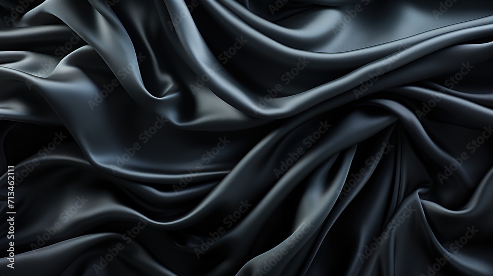 Fototapeta premium Midnight Luster: The Luxurious Feel of Black Satin Fabric Weave Creates a Soft and Smooth Wallpaper Background